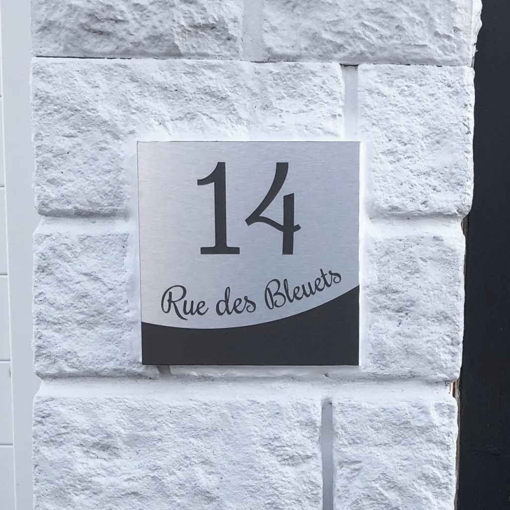 Numéro de maison alu 20x20cm - Pose collée