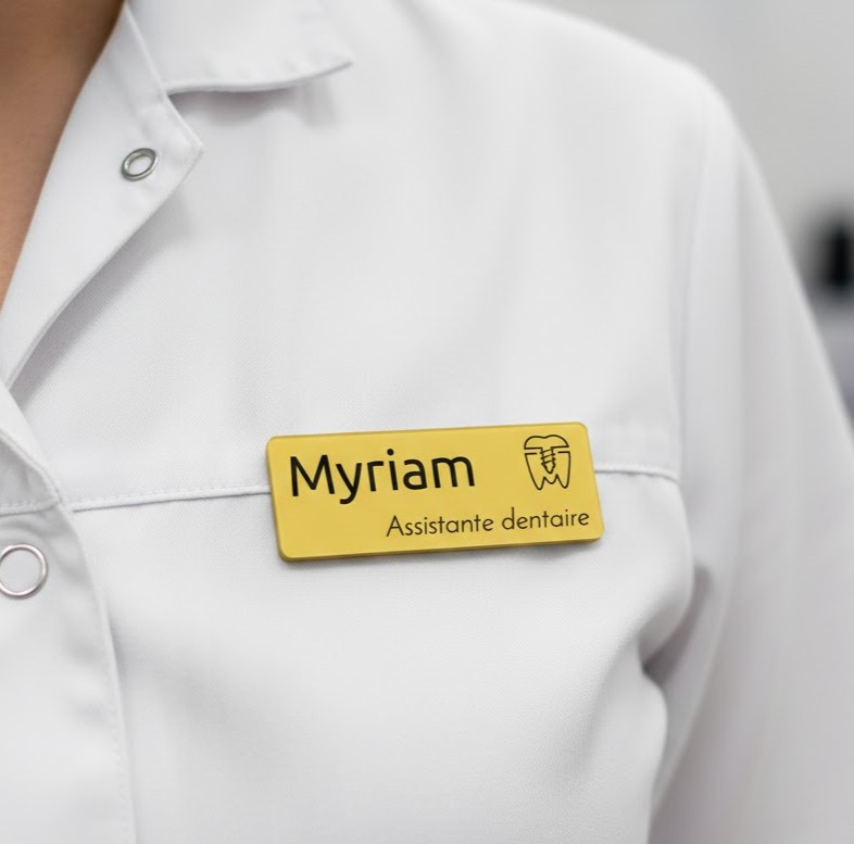 Badge nominatif PVC - personnalisation par gravure laser