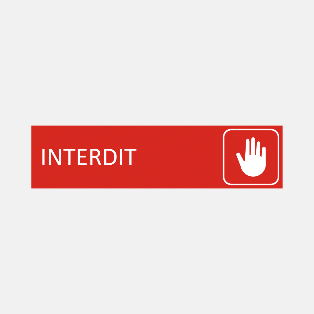Plaque de porte Interdit en gravoply rouge - 16x4cm Plaque de porte Interdit en gravoply rouge - 16x4cm