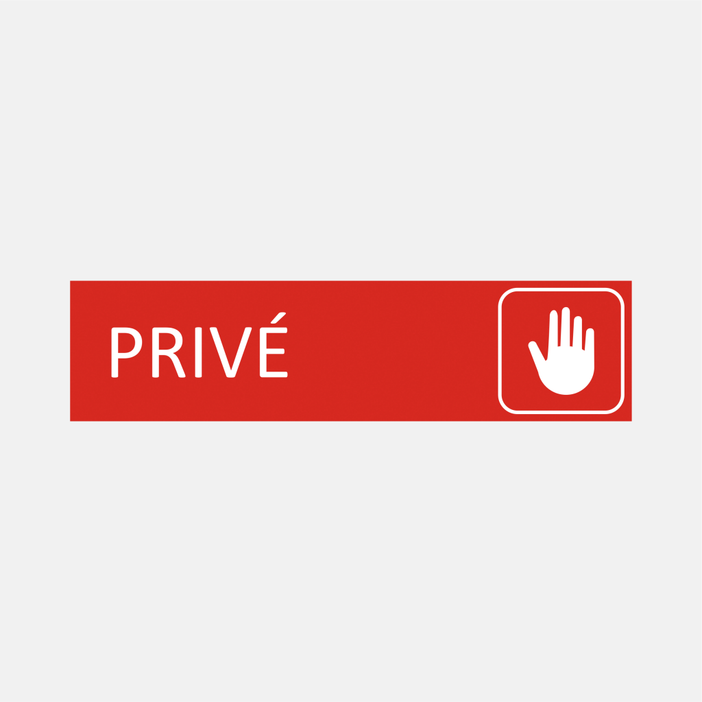 Plaque de porte Privé en gravoply rouge - 16x4cm