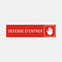 Plaque de porte DEFENSE D'ENTRER en gravoply rouge - 16x4cm