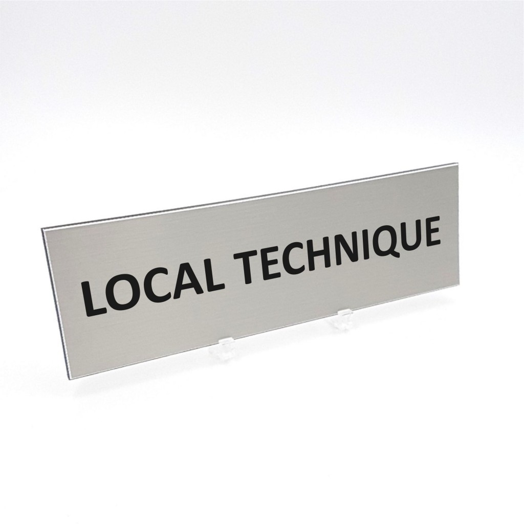 Plaque de porte en aluminium brossé avec marquage Local Technique