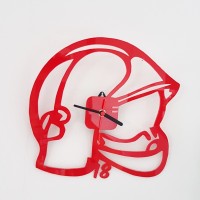 Horloge Casque de Pompier - Plexiglas rouge brillant