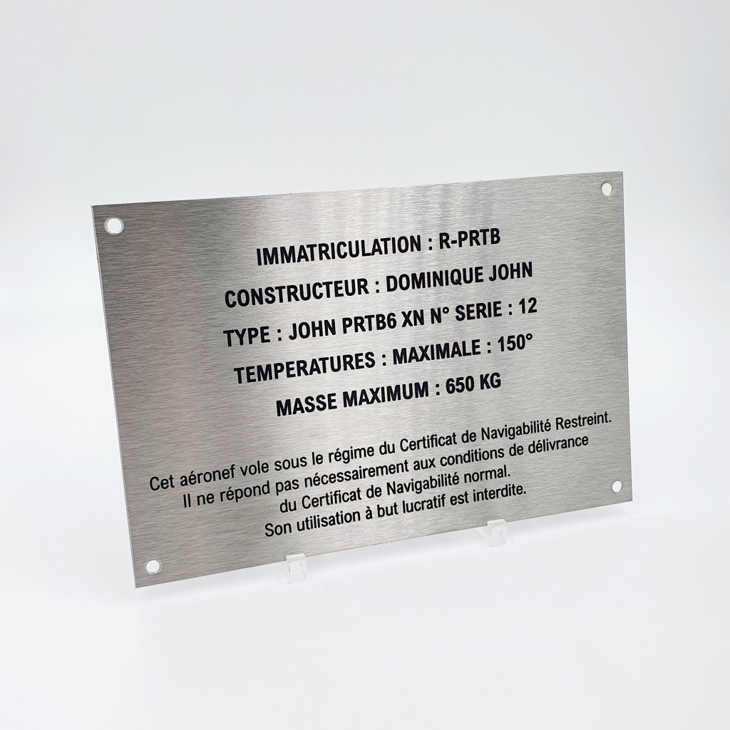 Plaque acier inoxydable 150 x 100mm avec marquage laser (inox