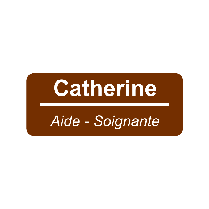 Badge nominatif - avec épingle d'attache - gravure laser Badge nominatif - avec épingle d'attache - gravure laser
