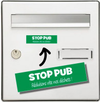STOP PUB - réduisons vite nos déchets - fond vert STOP PUB - réduisons vite nos déchets - fond vert
