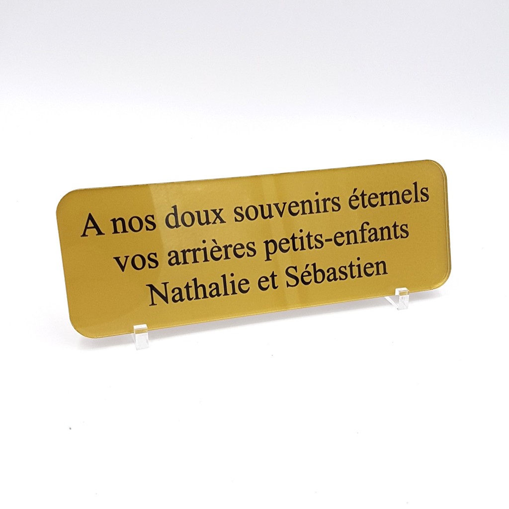 Plaque professionnelle en plexiglas 16x5cm gravure et lettrage mis