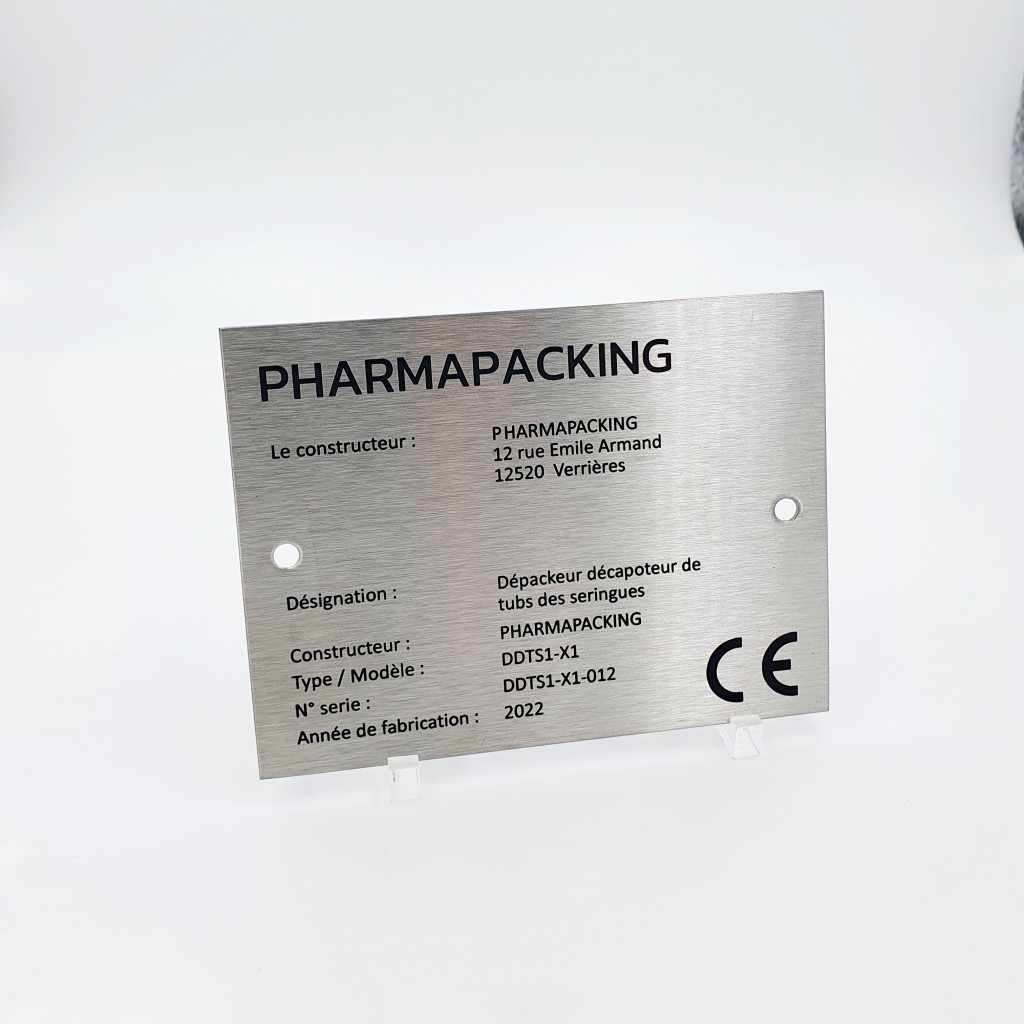 Plaque acier inoxydable 100 x 75mm avec marquage laser (inox brossé 304L) Plaque acier inoxydable 100 x 75mm avec marquage laser (inox brossé 304L)