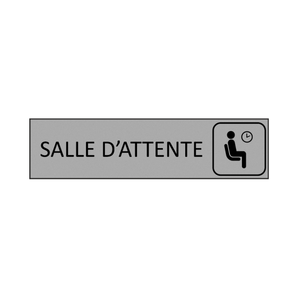 Plaque de porte Salle d'attente en gravoply gris - 16x4cm