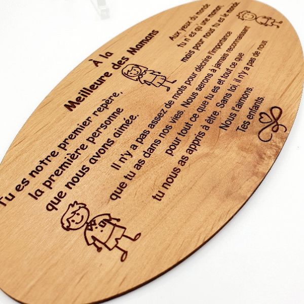 Planchette gravée en bois sur-mesure