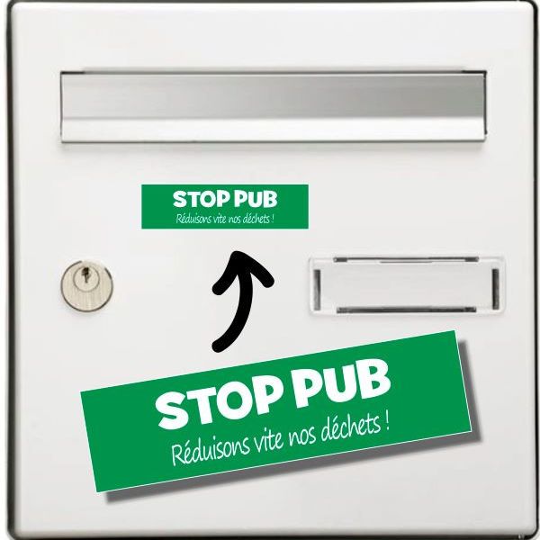 STOP PUB - réduisons vite nos déchets - fond vert