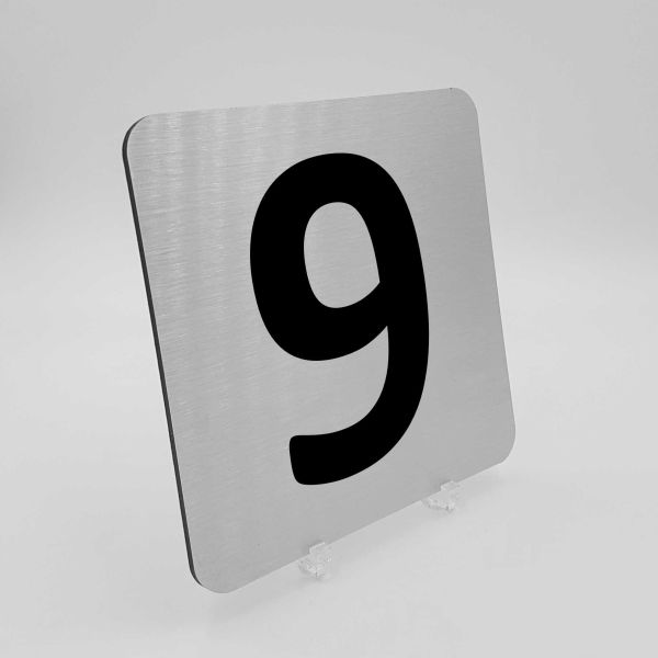 Pictogramme alu brossé - Chiffre de 0 à 9