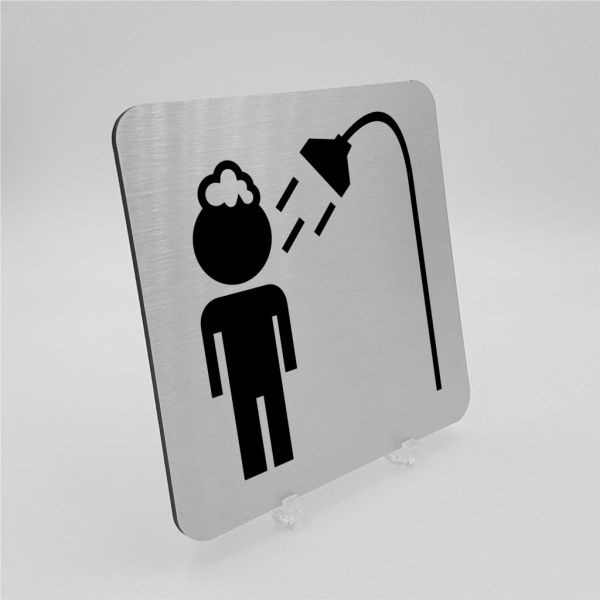 Pictogramme Douche en aluminium brossé