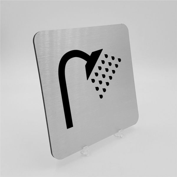 Pictogramme Douche en aluminium brossé