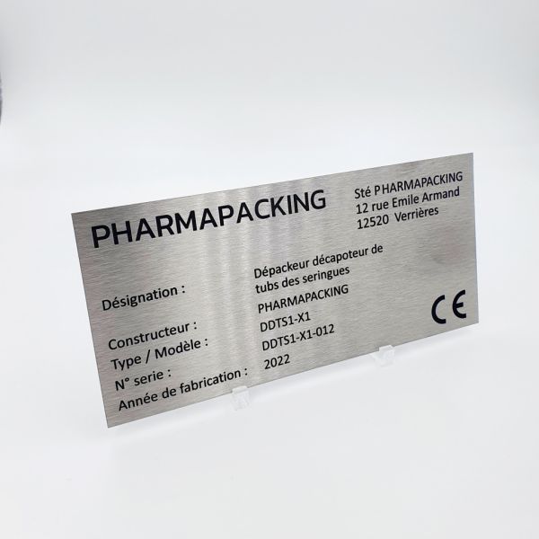 Plaque acier inoxydable 150 x 70mm avec marquage laser (inox brossé 304L)