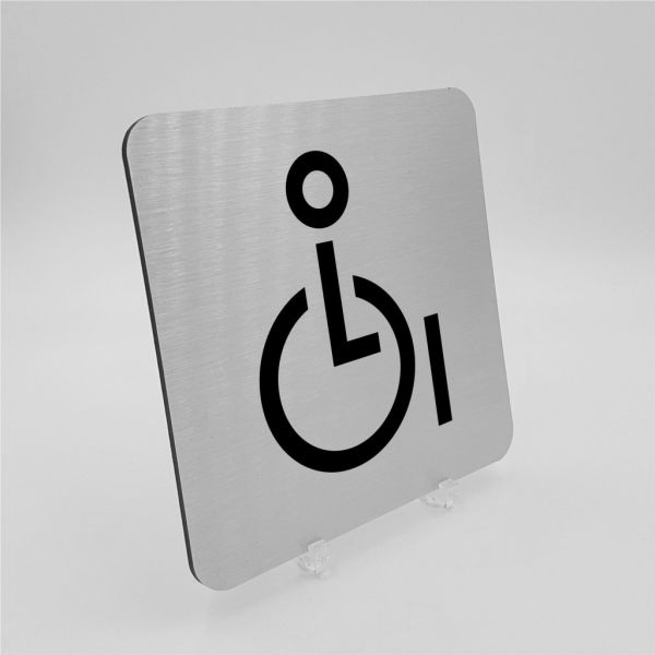 Pictogramme Toilettes PMR en aluminium brossé