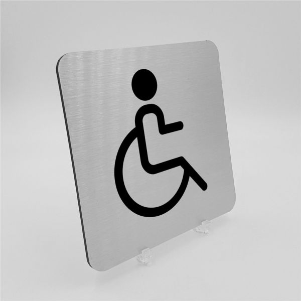 Pictogramme Toilettes PMR en aluminium brossé