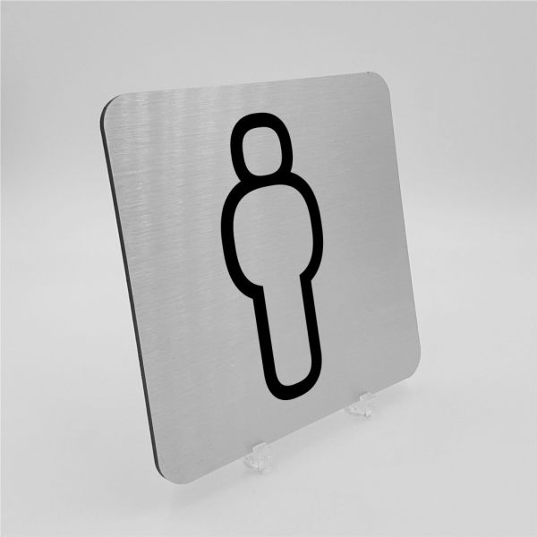 Pictogramme Toilettes Hommes en aluminium brossé