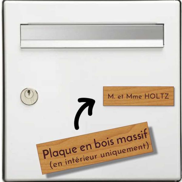 Plaque nominative boite aux lettres en bois massif