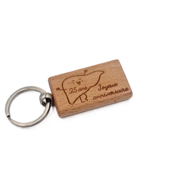 Porte clé bois de hêtre rectangle