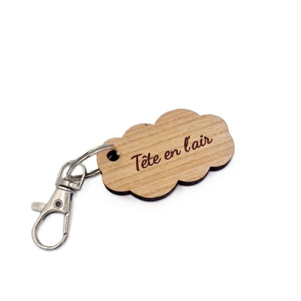Porte-clé en bois à personnaliser | forme nuage 2