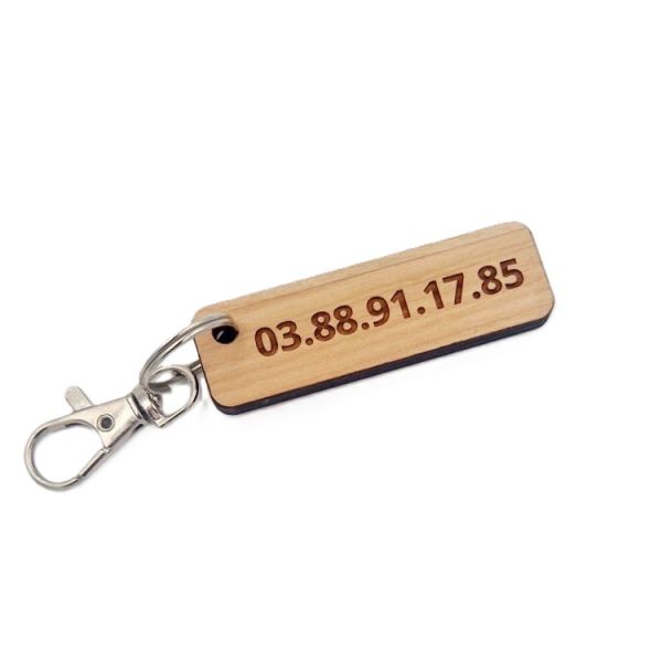 Porte-clé en bois à personnaliser | forme rectangle long