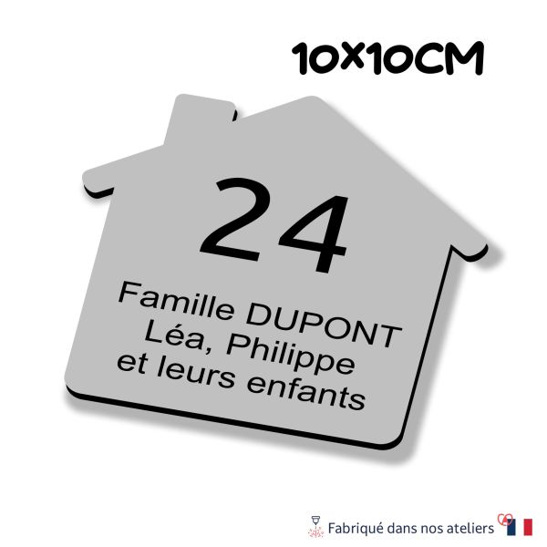 Plaque de Boîte aux Lettres Personnalisée - Silhouette Maison 10x10cm