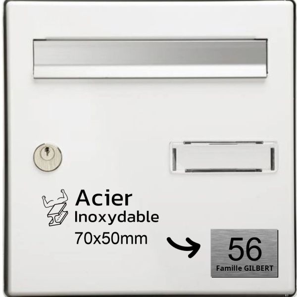 Numéro boite aux lettres en inox brossé (70x50mm)