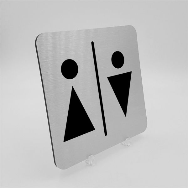 Pictogramme Toilettes Hommes/Femmes en aluminium brossé