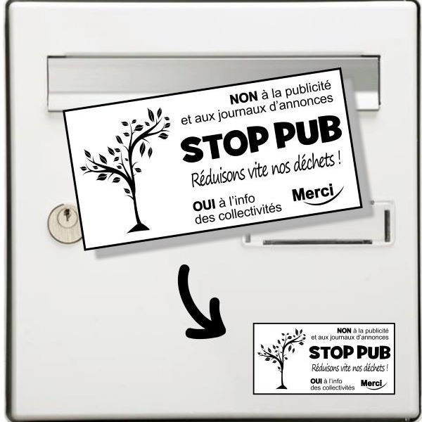 Plaque Stop Pub XL - Réduisons nos déchets