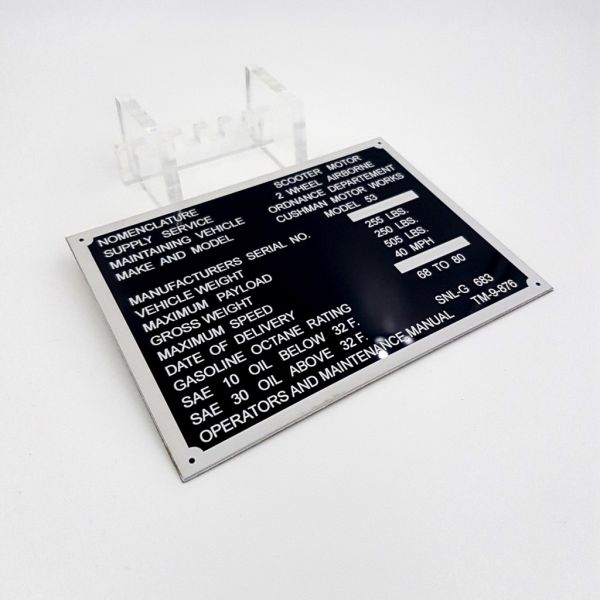 Plaque Machine / Constructeur / Firme en aluminium anodisé
